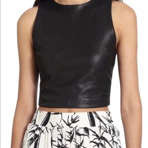 Flaunt your abs! Alice + Olivia lamb leather crop top size 8 NWT